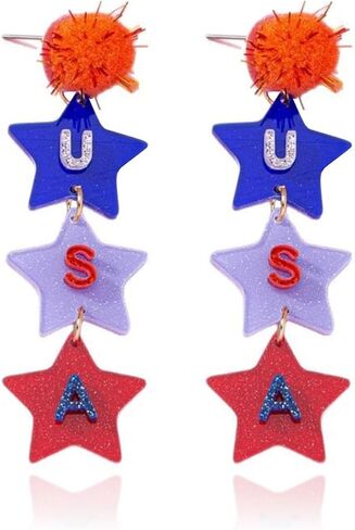 4th of July Earrings 4 Pairs American Flag Earrings Independence Day Earrings for Women Patriotic Earrings for Independence Day in Saudi Arabia