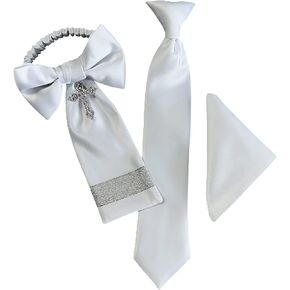 Boys First Holy Communion Necktie Pocket Square and Arm Bow Set Solids and Religous Cross in Kuwait