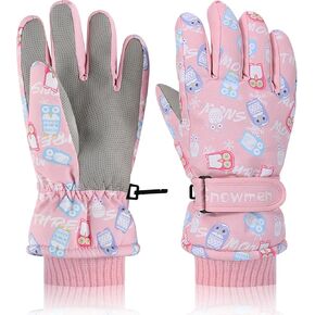 Kids Winter Snow Ski Gloves, Girls Pink Warm Glove Waterproof Outdoor Sports Snowboarding Sledding Gloves for 4-9Y in Saudi Arabia