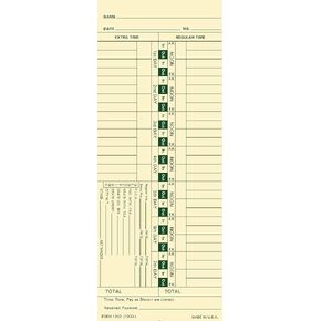 1900L Time Cards, Made in USA, 600-Count, Weekly, 1-Sided, 3 1/2 x 9, Green Print in Kuwait