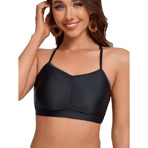 Womens Ruched Sport Swim Bra Adjustable Bikini Tops Bathing Suit Top Swimsuit Built in Bra in Kuwait