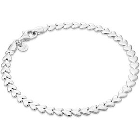 Miabella 925 Sterling Silver Italian Heart Link Tennis Bracelet for Women, Made in Italy in Saudi Arabia