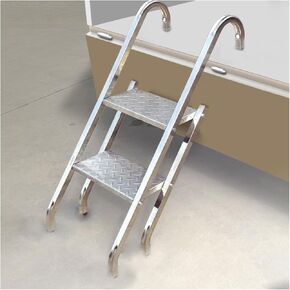 Second-Level Heavy-Duty Aluminum Step Ladder, Portable Climbing Ladder with Non-Slip Treads for Truck Loading Unloading Home Repairs in Saudi Arabia