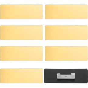 8 PCS Gold Name Tag Pin Blank Name Plates 1 X 3 Inches Blank Names Tags Badge Brushed Engraved Metal Names Plate Gold Round Corners Pin Reusable ID Nametags for Office Employee Custom Workers Students in Kuwait