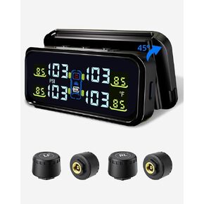 RV Tire Pressure Monitoring System, Wireless USB/Solar TPMS with 4 Sensors Installed on Windowshield, tire Pressure Sensor, 6 Alarm Modes, 0-130PSI for Sedan/SUV/MPV/Truck/Older Vehicle TY101 in Kuwait