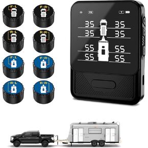 نظام مراقبة ضغط الإطارات B-Qtech TPMS مع 8 أجهزة استشعار لمراقبة الضغط/درجة الحرارة في الوقت الحقيقي، مراقبة ذكية للسيارة/الشاحنة/RV/المقطورة/التخييم (0-108 رطل لكل بوصة مربعة) in Kuwait