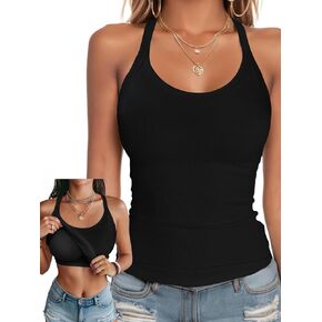 Ninee Womens Tank Tops with Built in Bra Summer Adjustable Spaghetti Straps Camisole Ribbed Cami Tanks in Saudi Arabia