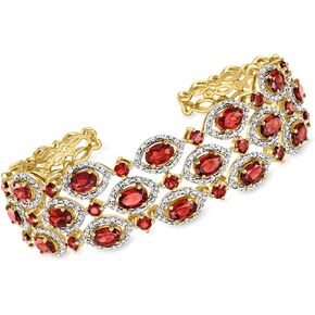 Ross-Simons 8.30 ct. t.w. Garnet and .90 ct. t.w. White Zircon Cuff Bracelet in 18kt Gold Over Sterling in Saudi Arabia