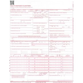 CMS 1500 Claim Forms HCFA Version 02/12, Health Insurance Laser Cut Sheet, 500 Sheets in Kuwait