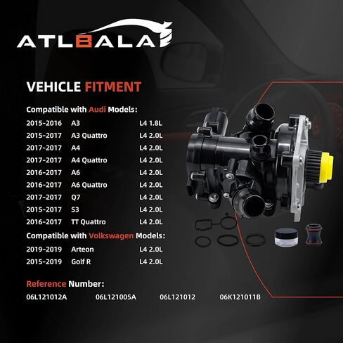 مضخة مياه المحرك 06L121012A متوافقة مع Audi A1 A3 A4 A5 A6 Q3 Q7 S3 TT Volkswagen Golf Beetle Passat Arteon SportWagen 1.8T 2.0T 2015-2022 استبدال 06L121005A 06L121111H in Saudi Arabia