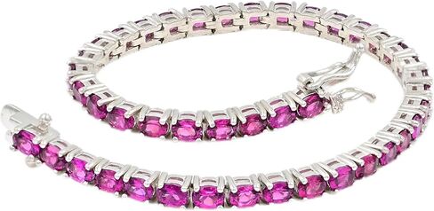 Natural Rhodolite Garnet Tennis Bracelet for Women in 925 Sterling Silver | 4x3mm Oval-Cut Gemstones | January Birthstone | Garnet Bracelet | Handmade Silver Jewelry | Wedding Gift in Saudi Arabia
