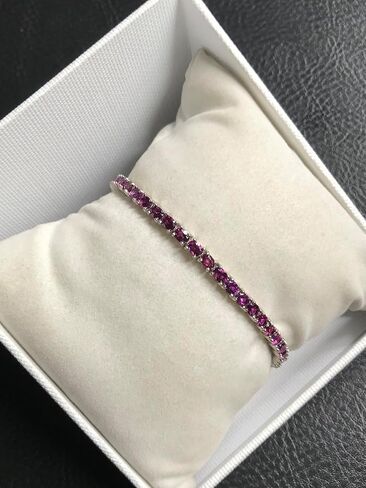 Natural Rhodolite Garnet Tennis Bracelet for Women in 925 Sterling Silver | 4x3mm Oval-Cut Gemstones | January Birthstone | Garnet Bracelet | Handmade Silver Jewelry | Wedding Gift in Saudi Arabia