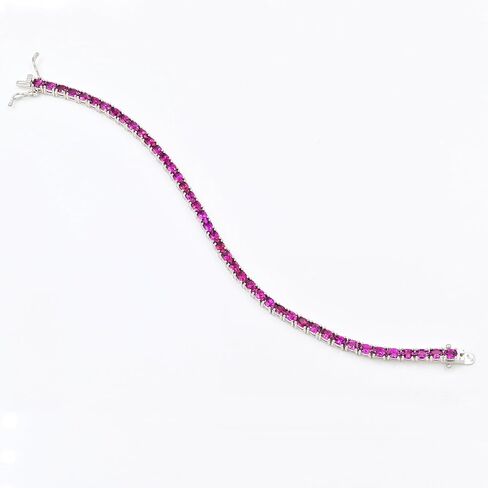 Natural Rhodolite Garnet Tennis Bracelet for Women in 925 Sterling Silver | 4x3mm Oval-Cut Gemstones | January Birthstone | Garnet Bracelet | Handmade Silver Jewelry | Wedding Gift in Saudi Arabia