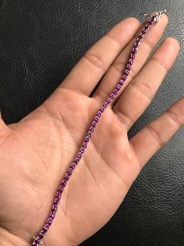 Natural Rhodolite Garnet Tennis Bracelet for Women in 925 Sterling Silver | 4x3mm Oval-Cut Gemstones | January Birthstone | Garnet Bracelet | Handmade Silver Jewelry | Wedding Gift in Saudi Arabia