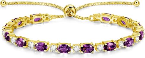 FANCIME 14K Gold Plated Birthstone Bracelets 4mm Sterling Silver Bolo Tennis Bracelets Gold Bracelets Birthday Jewelry Gifts for Women 7" in Saudi Arabia