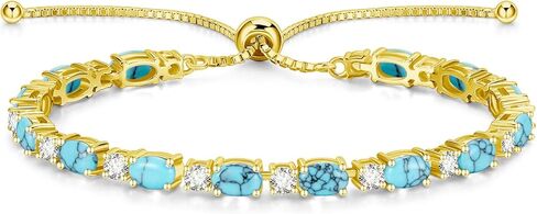 FANCIME 14K مطلية بالذهب جوهرة الأساور 4 مم فضة بولو تنس أساور الذهب أساور عيد ميلاد مجوهرات هدايا للنساء 7" in Kuwait