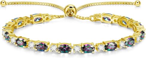 FANCIME 14K مطلية بالذهب جوهرة الأساور 4 مم فضة بولو تنس أساور الذهب أساور عيد ميلاد مجوهرات هدايا للنساء 7" in Kuwait