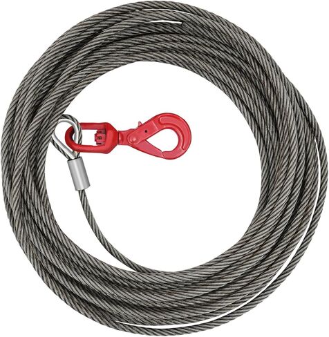 Carbon Steel Winch Cable with Self Locking Swivel Hook, 1/2 Inch x 75 Feet 17637 lbs Breaking Strength, Wire Winch Rope Replacement Towing Winch Cables for SUV, Large Off-Road Vehicle, Truck,Crane in Saudi Arabia