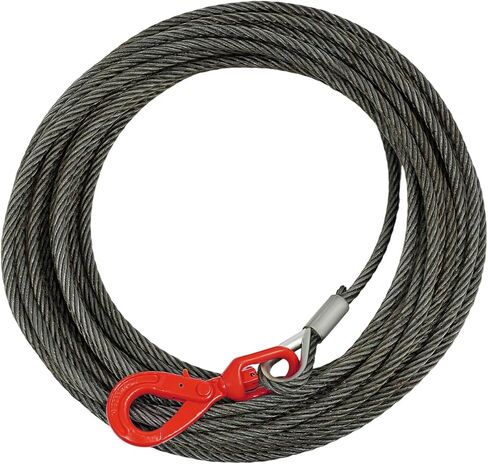 Carbon Steel Winch Cable with Self Locking Swivel Hook, 1/2 Inch x 75 Feet 17637 lbs Breaking Strength, Wire Winch Rope Replacement Towing Winch Cables for SUV, Large Off-Road Vehicle, Truck,Crane in Saudi Arabia