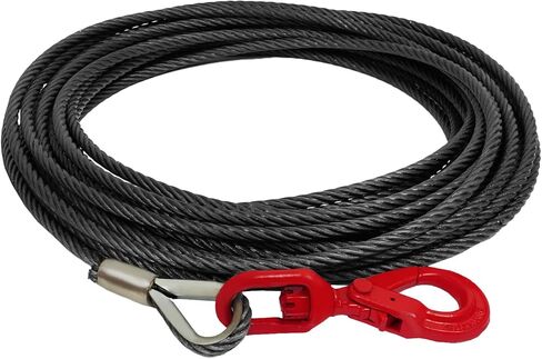 Carbon Steel Winch Cable with Self Locking Swivel Hook, 1/2 Inch x 75 Feet 17637 lbs Breaking Strength, Wire Winch Rope Replacement Towing Winch Cables for SUV, Large Off-Road Vehicle, Truck,Crane in Saudi Arabia