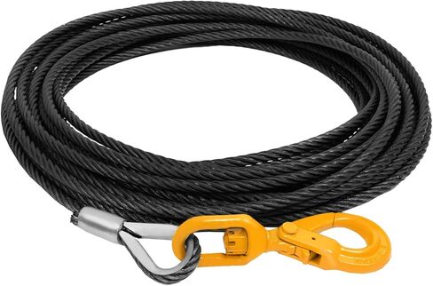 Carbon Steel Winch Cable with Self Locking Swivel Hook, 1/2 Inch x 75 Feet 17637 lbs Breaking Strength, Wire Winch Rope Replacement Towing Winch Cables for SUV, Large Off-Road Vehicle, Truck,Crane in Saudi Arabia