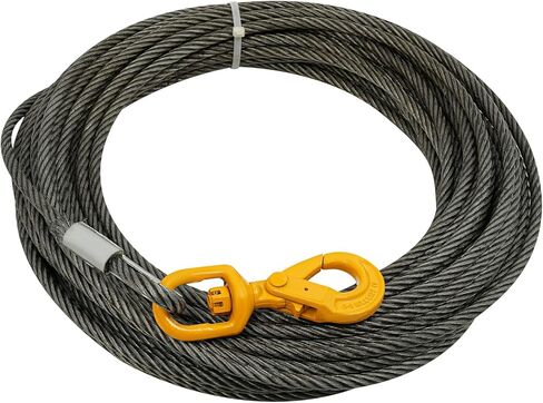 Carbon Steel Winch Cable with Self Locking Swivel Hook, 1/2 Inch x 75 Feet 17637 lbs Breaking Strength, Wire Winch Rope Replacement Towing Winch Cables for SUV, Large Off-Road Vehicle, Truck,Crane in Saudi Arabia