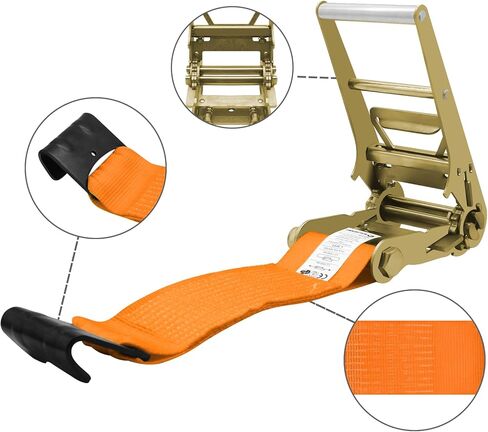 2 Pack 4 inch Ratchet Flat Hook Heavy Duty Orange x12 inch(No Strap), Compatible with 4 inch Winch Straps for Flatbed Trailer in Saudi Arabia