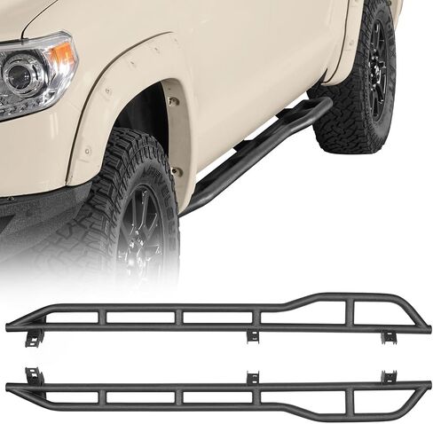 Hooke Road Tundra Rock Sliders Rocker Guard لـ 2007-2021 Toyota Tundra CrewMax (4 أبواب بالحجم الكامل)، قضبان درع للباب أنبوبي فولاذية متينة مع تصميم ركلة للخارج in Kuwait