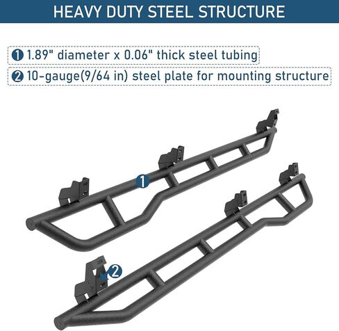 Hooke Road Tundra Rock Sliders Rocker Guard لـ 2007-2021 Toyota Tundra CrewMax (4 أبواب بالحجم الكامل)، قضبان درع للباب أنبوبي فولاذية متينة مع تصميم ركلة للخارج in Kuwait