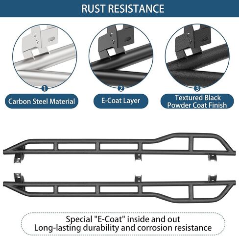 Hooke Road Tundra Rock Sliders Rocker Guard لـ 2007-2021 Toyota Tundra CrewMax (4 أبواب بالحجم الكامل)، قضبان درع للباب أنبوبي فولاذية متينة مع تصميم ركلة للخارج in Kuwait