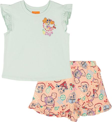 تي شيرت للفتيات من Paw Patrol وFrench Terry Wrap Skort للأطفال الصغار إلى مقاسات الأطفال الكبار (2T - 10-12) in Kuwait