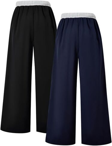 Nivne Tco 2pcs Tween Girls Sweatpants Side Striped Loose Drawstring Waist Number Graphic Casual Baggy Wide Leg Pants Set in Saudi Arabia
