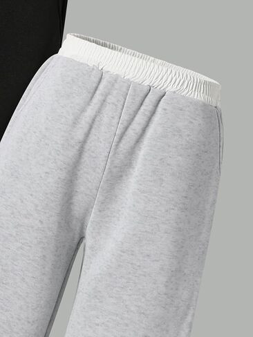 Girl's 2 Pack Wide Leg Pants Elastic Waist Baggy Sweatpants Casual Trousers Gray Black for 8-12 Y in Kuwait