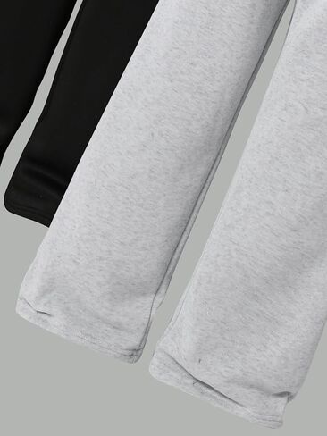 Girl's 2 Pack Wide Leg Pants Elastic Waist Baggy Sweatpants Casual Trousers Gray Black for 8-12 Y in Kuwait