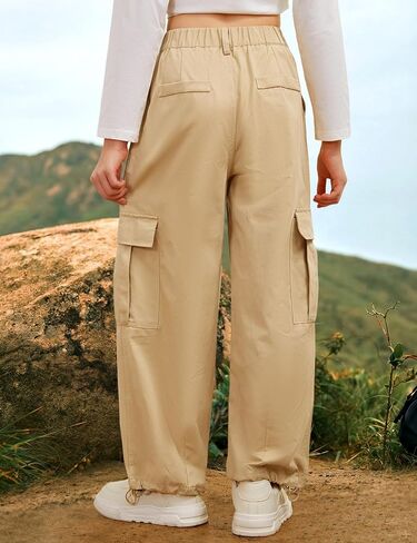 Wyeysyt Girls Sweatpants فضفاض واسع الساق Jogger Trousers Cargo Pants مرونة الخصر مع جيوب in Kuwait