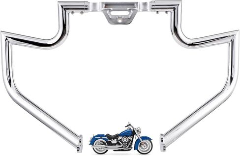 1.5" Crash Bar Engine Guard Highway Freeway Bar for Harley Davidson Softail FL Deluxe Fat Boy Slim Heritage Springer Classic Cross Bones 2000-2017 (Chrome) in Saudi Arabia