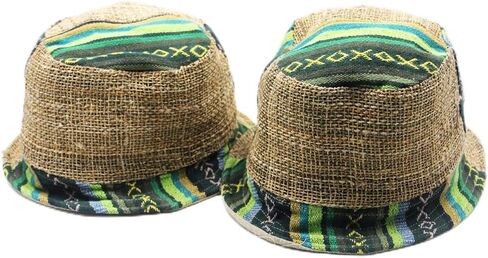 Handmade Hemp Bucket Hat – Mushroom Print Boho Sun Hat | Eco-Friendly Summer Festival Hat for Men & Women in Saudi Arabia