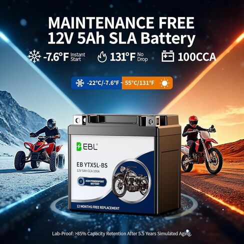 EBL YTX5L-BS صيانة مجانية للدراجات النارية CTX5L بطارية 12 فولت 5 أمبير متوافقة مع بطاريات Honda YUASA Yamaha ETX5L-BS in Saudi Arabia