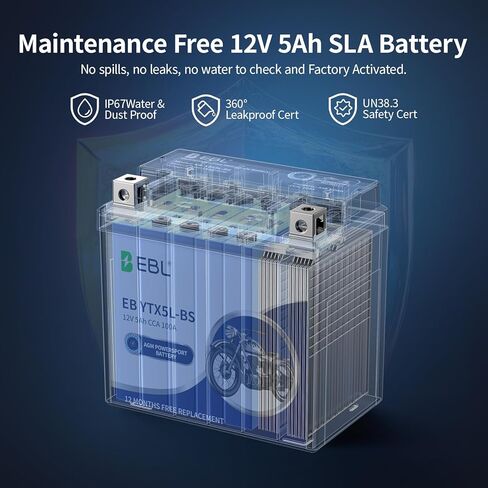 EBL YTX5L-BS صيانة مجانية للدراجات النارية CTX5L بطارية 12 فولت 5 أمبير متوافقة مع بطاريات Honda YUASA Yamaha ETX5L-BS in Saudi Arabia