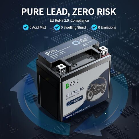 EBL YTX5L-BS صيانة مجانية للدراجات النارية CTX5L بطارية 12 فولت 5 أمبير متوافقة مع بطاريات Honda YUASA Yamaha ETX5L-BS in Saudi Arabia