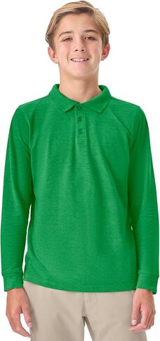 Classroom School Uniforms Big Kid Long Sleeve Pique Polo CR835Y, L, SS Kelly Green in Saudi Arabia