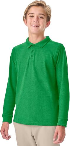 Classroom School Uniforms Big Kid Long Sleeve Pique Polo CR835Y, L, SS Kelly Green in Saudi Arabia