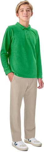 Classroom School Uniforms Big Kid Long Sleeve Pique Polo CR835Y, L, SS Kelly Green in Saudi Arabia