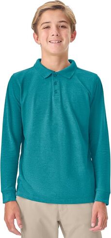 Classroom School Uniforms Big Kid Long Sleeve Pique Polo CR835Y, M, Teal in Saudi Arabia