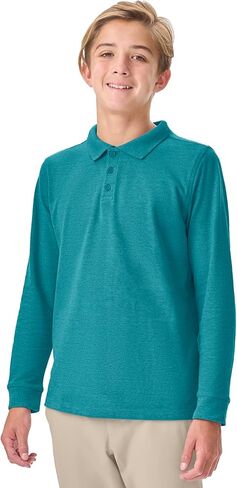 Classroom School Uniforms Big Kid Long Sleeve Pique Polo CR835Y, M, Teal in Saudi Arabia