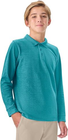 Classroom School Uniforms Big Kid Long Sleeve Pique Polo CR835Y, M, Teal in Saudi Arabia