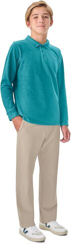Classroom School Uniforms Big Kid Long Sleeve Pique Polo CR835Y, M, Teal in Saudi Arabia
