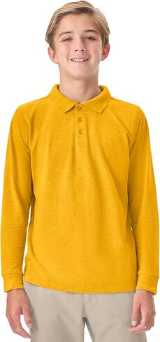 Classroom School Uniforms Big Kid Long Sleeve Pique Polo CR835Y, S, Gold in Saudi Arabia