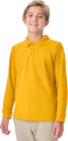 Classroom School Uniforms Big Kid Long Sleeve Pique Polo CR835Y, S, Gold in Saudi Arabia