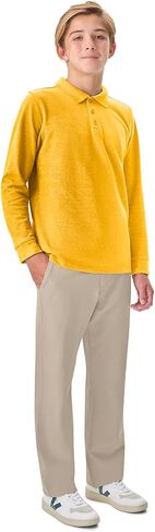 Classroom School Uniforms Big Kid Long Sleeve Pique Polo CR835Y, S, Gold in Saudi Arabia